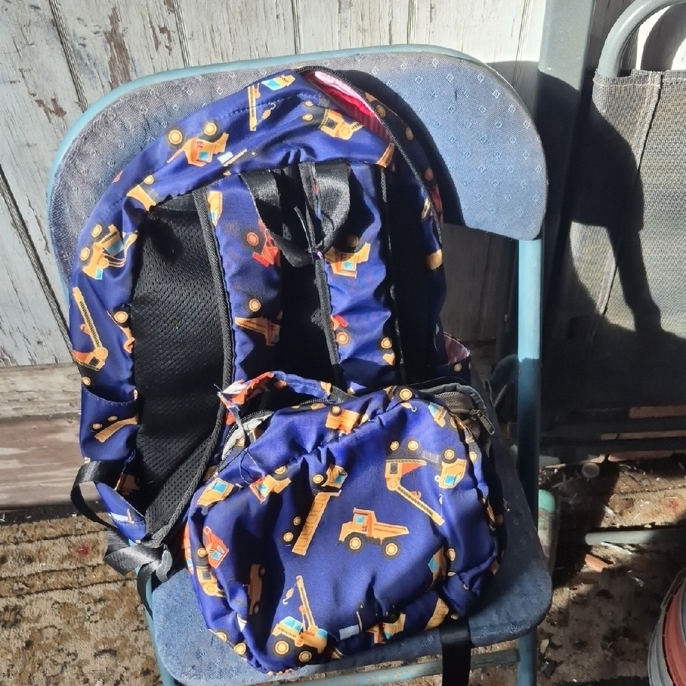 Kids' Construction Print Backpack - Navy - Picture 6 of 6